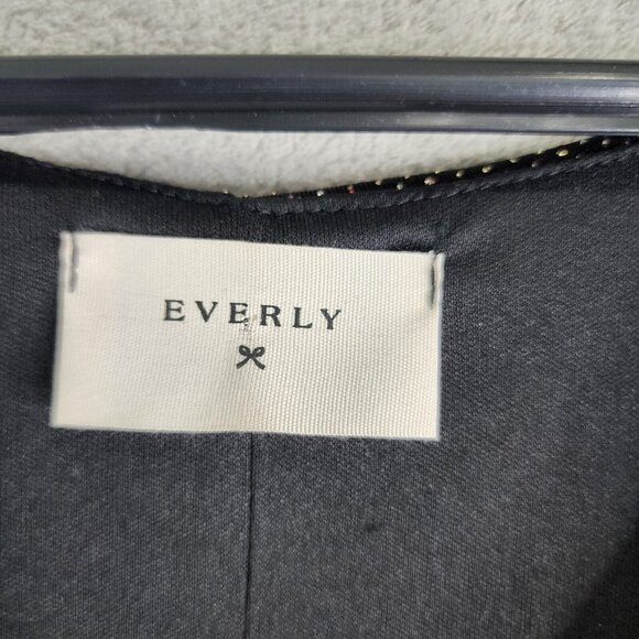 Womens Black Everly Dress Fit & Flare Sparkly Shiny V Neck Sleeveless M Medium - Picture 5 of 9